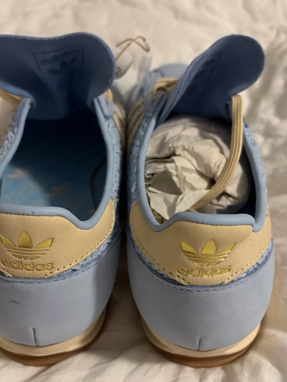 adidas Originals Women’s Powder Blue Sneakers with Tan Accents